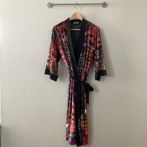 Urban Outfitters Printed Belted Velvet Robe OS